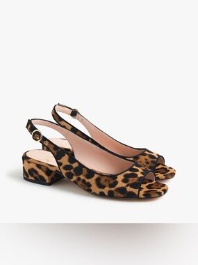 J.crew Open-toe slingback heels in leopard calf hair SZ 8 brand new never worn